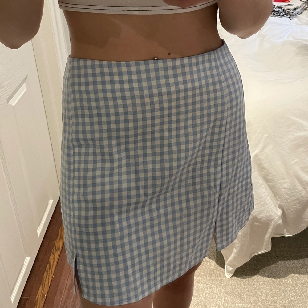 Blue plaid mini skirt